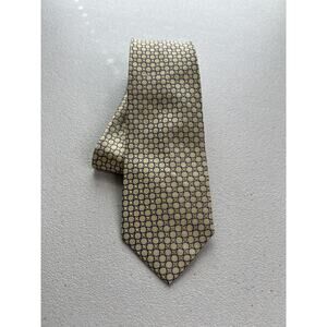 Bloomingdale's Yellow and Blue Circle Pattern 100% Silk Designer Tie